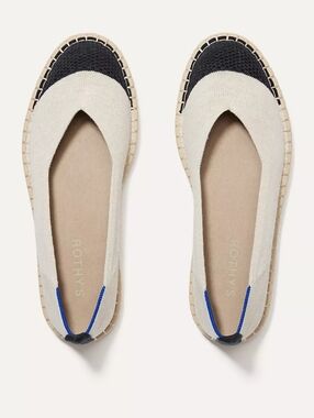 Rothy's The Espadrille Flats White Beige Black Knit Washable Summer Shoe Size 11